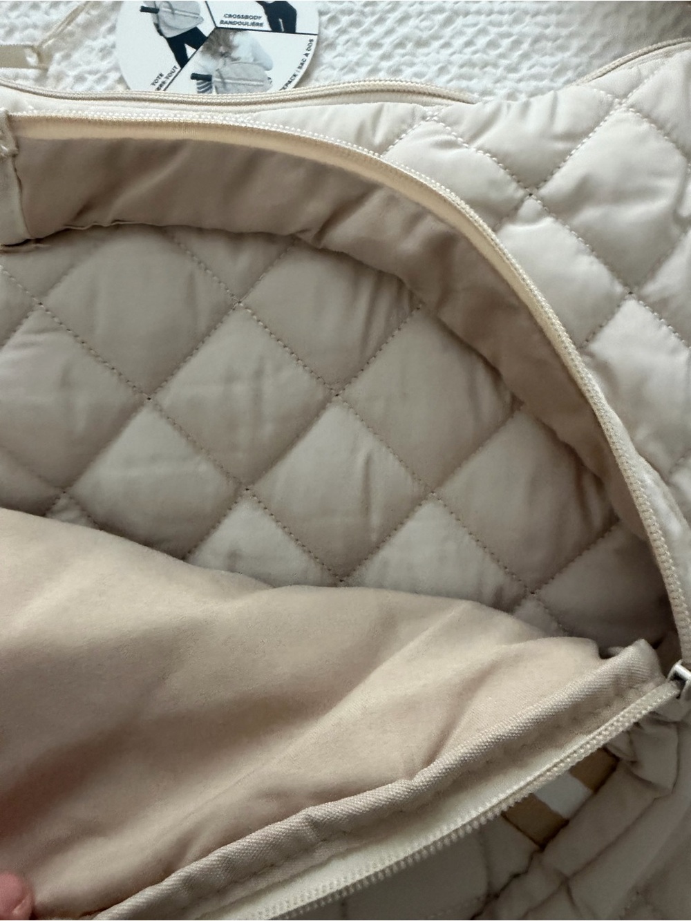 NWT Mine Women’s Quilted Cream Pickleball Bag with Tan Stripe 3 in 1 - Picture 4 of 9